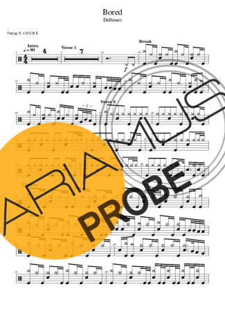Deftones Bored Partituren für Schlagzeug