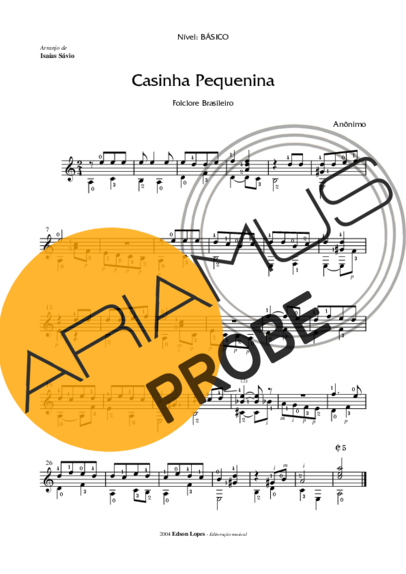 Desconhecido A Casinha Pequenina score for Akustische Gitarre