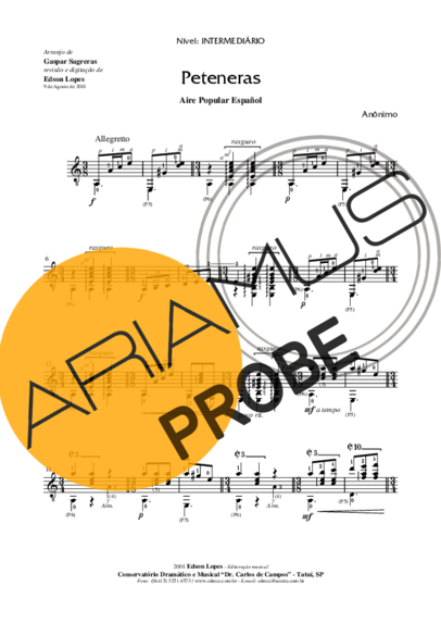 Desconhecido Peteneras score for Akustische Gitarre