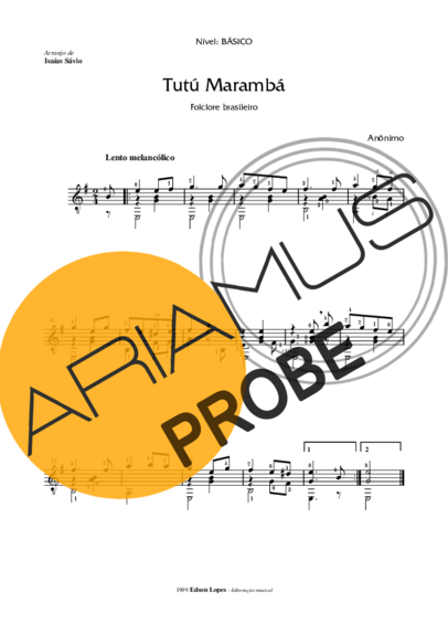 Desconhecido Tutu Marambá score for Akustische Gitarre