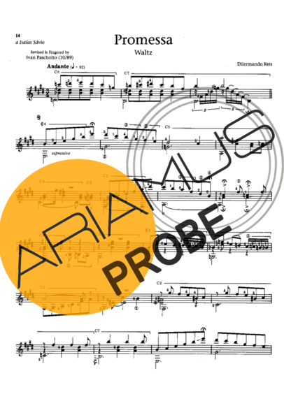 Dilermando Reis Promessa score for Akustische Gitarre