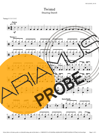 Dimebag Darrell Twisted Partituren für Schlagzeug