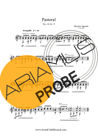 Dionisio Aguado Pastoral Op. 10 Nr 17 score for Akustische Gitarre