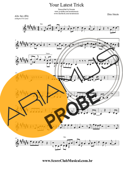 Dire Straits Your Latest Trick score for Alt-Saxophon