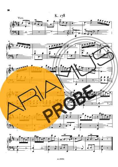 Domenico Scarlatti Keyboard Sonata In D Major K.178 score for Klavier