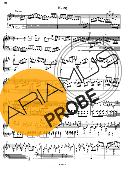 Domenico Scarlatti Keyboard Sonata In D Major K.29 score for Klavier