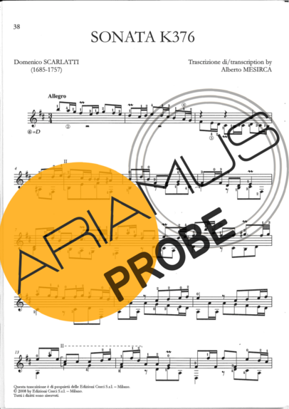 Domenico Scarlatti Sonata K376 score for Akustische Gitarre
