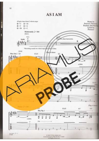 Dream Theater As I Am score for Gitarre