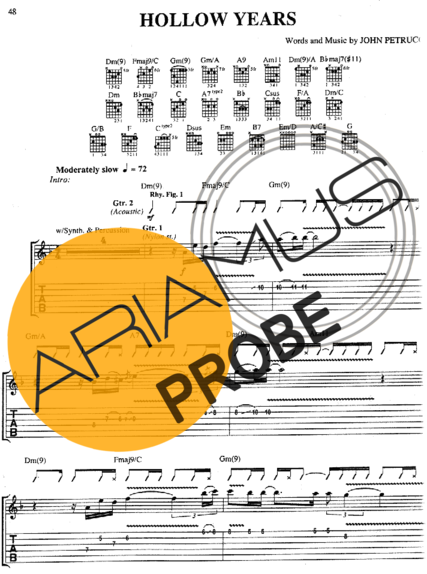 Dream Theater Hollow Years score for Gitarre