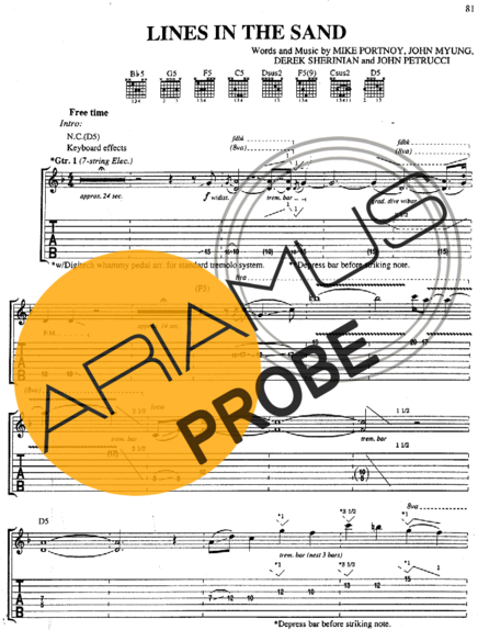 Dream Theater Lines In The Sand score for Gitarre