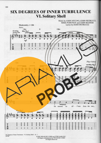 Dream Theater Solitary Shell score for Gitarre