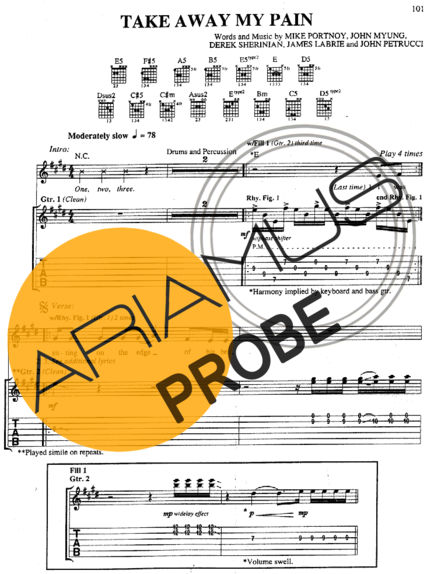 Dream Theater Take Away My Pain score for Gitarre