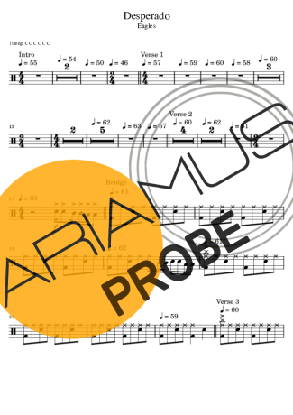 Eagles Desperado score for Schlagzeug
