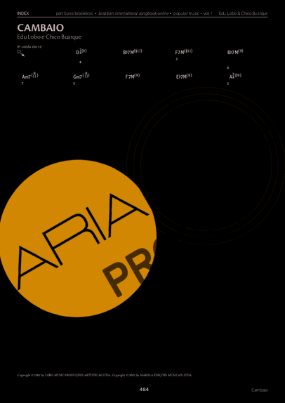 Edu Lobo e Chico Buarque Cambaio score for Klavier
