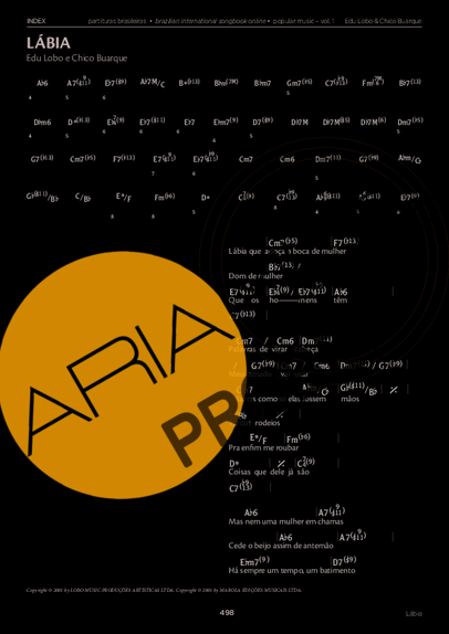 Edu Lobo e Chico Buarque Lábia score for Klavier