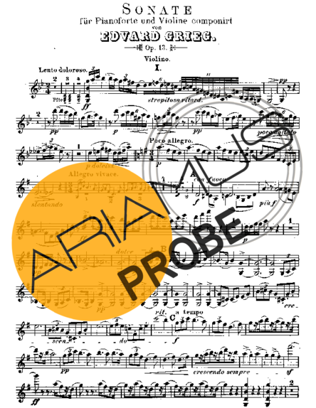 Edvard Grieg Violin Sonata 2 score for Geigen