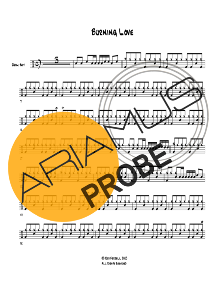 Elvis Presley Burning Love score for Schlagzeug