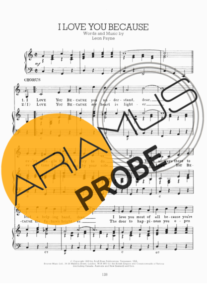 Elvis Presley I Love You Because score for Klavier