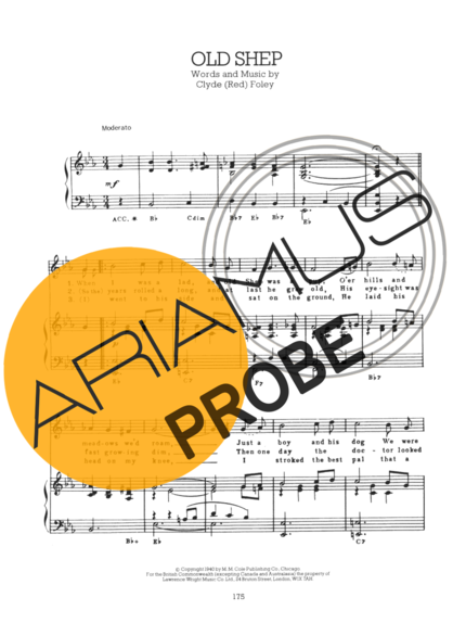 Elvis Presley Old Shep score for Klavier