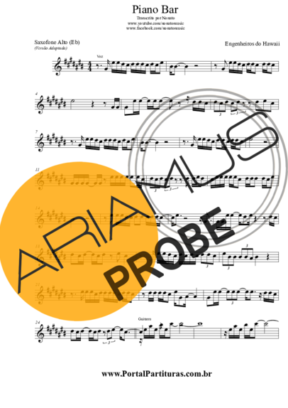 Engenheiros do Hawaii Piano Bar score for Alt-Saxophon