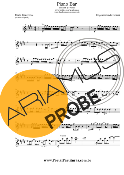 Engenheiros do Hawaii Piano Bar score for Floete