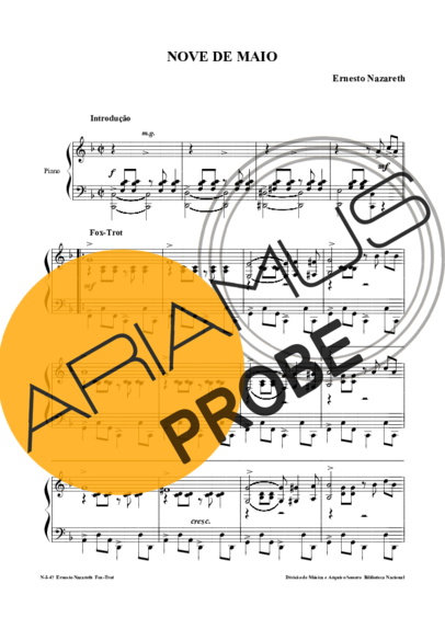 Ernesto Nazareth Nove De Maio score for Klavier