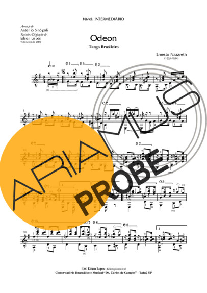 Ernesto Nazareth Odeon score for Akustische Gitarre