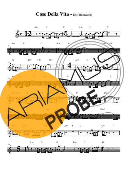 Eros Ramazzotti Cosa Della Vita score for Alt-Saxophon