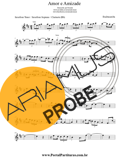 Exaltasamba Amor e Amizade score for Tenor-Saxophon Sopran (Bb)