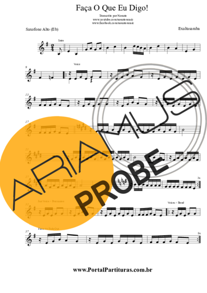 Exaltasamba Faça O Que Eu Digo score for Alt-Saxophon