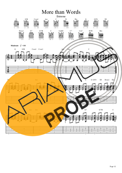 Extreme More Than Words score for Akustische Gitarre