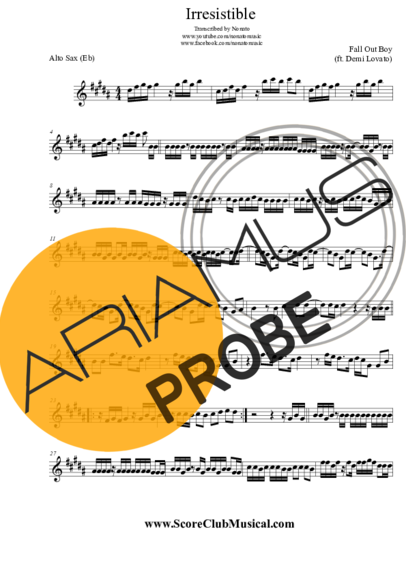 Fall Out Boy Irresistible (ft. Demi Lovato) score for Alt-Saxophon