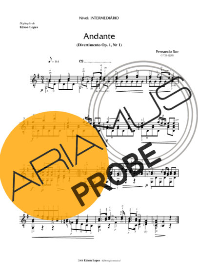 Fernando Sor Andante Op. 1 Nr 1 score for Akustische Gitarre