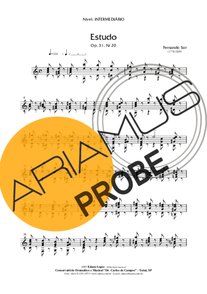 Fernando Sor Estudo Op. 31 Nr 20 score for Akustische Gitarre