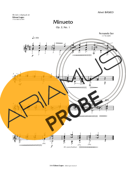 Fernando Sor Minueto Op. 2 Nr 1 score for Akustische Gitarre