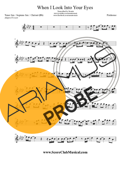 FireHouse When I Look Into Your Eyes score for Tenor-Saxophon Sopran (Bb)