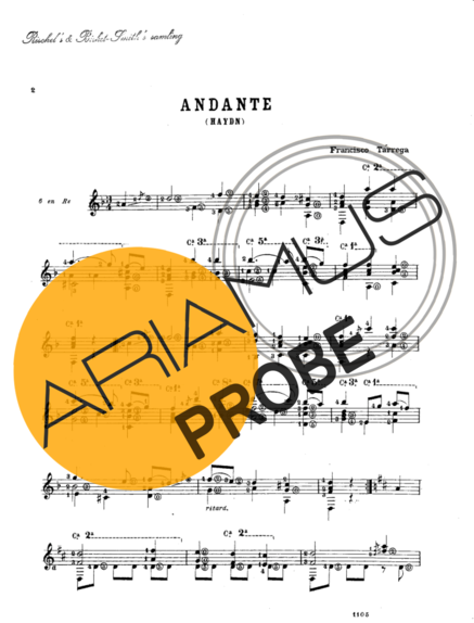 Francisco Tárrega Andante (Haydn) score for Akustische Gitarre