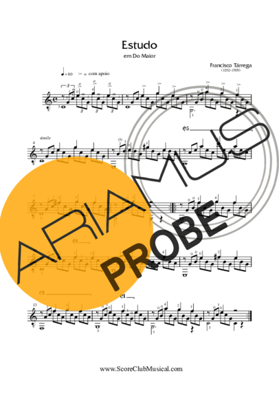 Francisco Tárrega Estudo em Dó Maior score for Akustische Gitarre