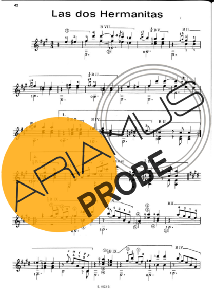 Francisco Tárrega Las Dos Hermanitas score for Akustische Gitarre