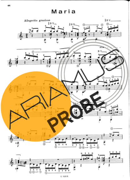 Francisco Tárrega Maria score for Akustische Gitarre