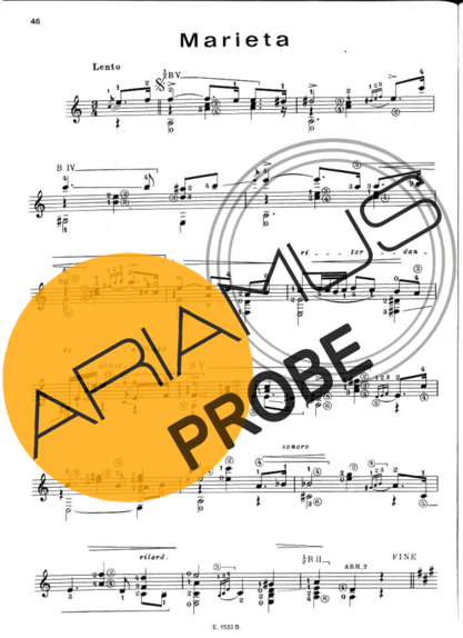 Francisco Tárrega Marieta score for Akustische Gitarre