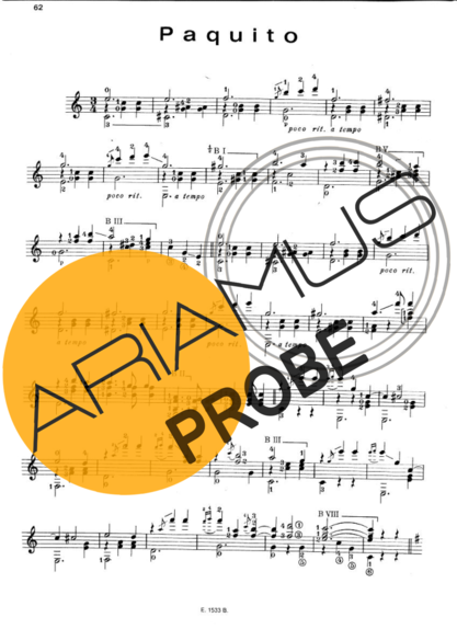 Francisco Tárrega Paquito score for Akustische Gitarre