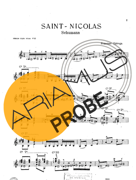 Francisco Tárrega Saint Nicolas (Schumann) score for Akustische Gitarre