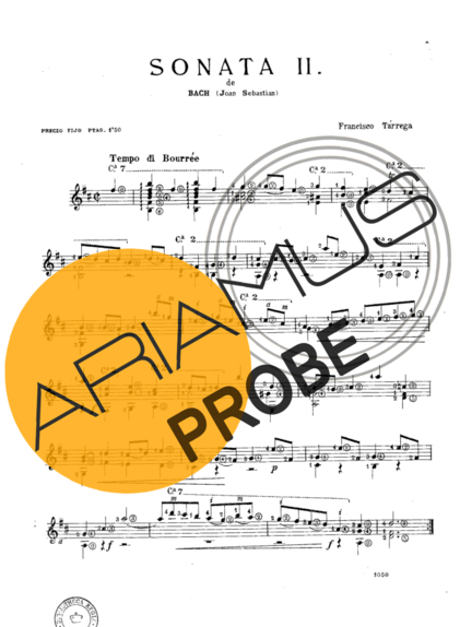 Francisco Tárrega Sonata II score for Akustische Gitarre