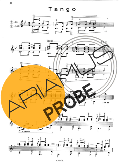 Francisco Tárrega Tango score for Akustische Gitarre