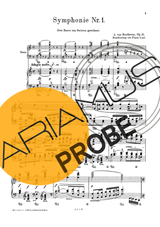 Franz Liszt Beethoven Symphonie 1 S.464 score for Klavier