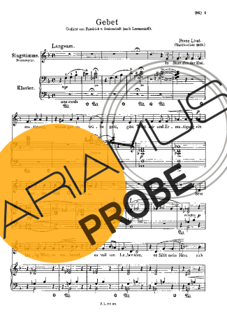 Franz Liszt Gebet S.331 score for Klavier
