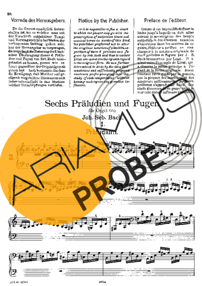 Franz Liszt Preludes And Fugues By J.S. Bach S.462 score for Klavier
