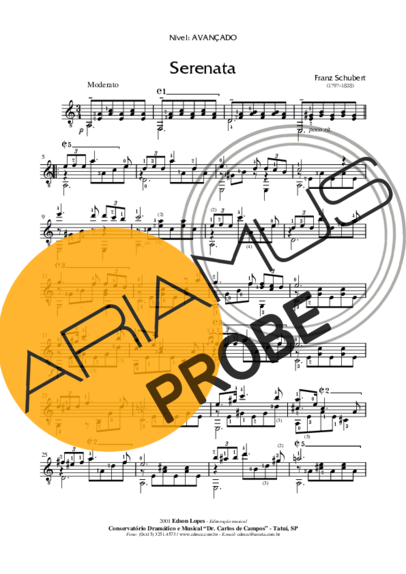 Franz Schubert Serenata score for Akustische Gitarre
