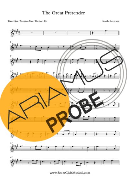Freddie Mercury The Great Pretender score for Tenor-Saxophon Sopran (Bb)
